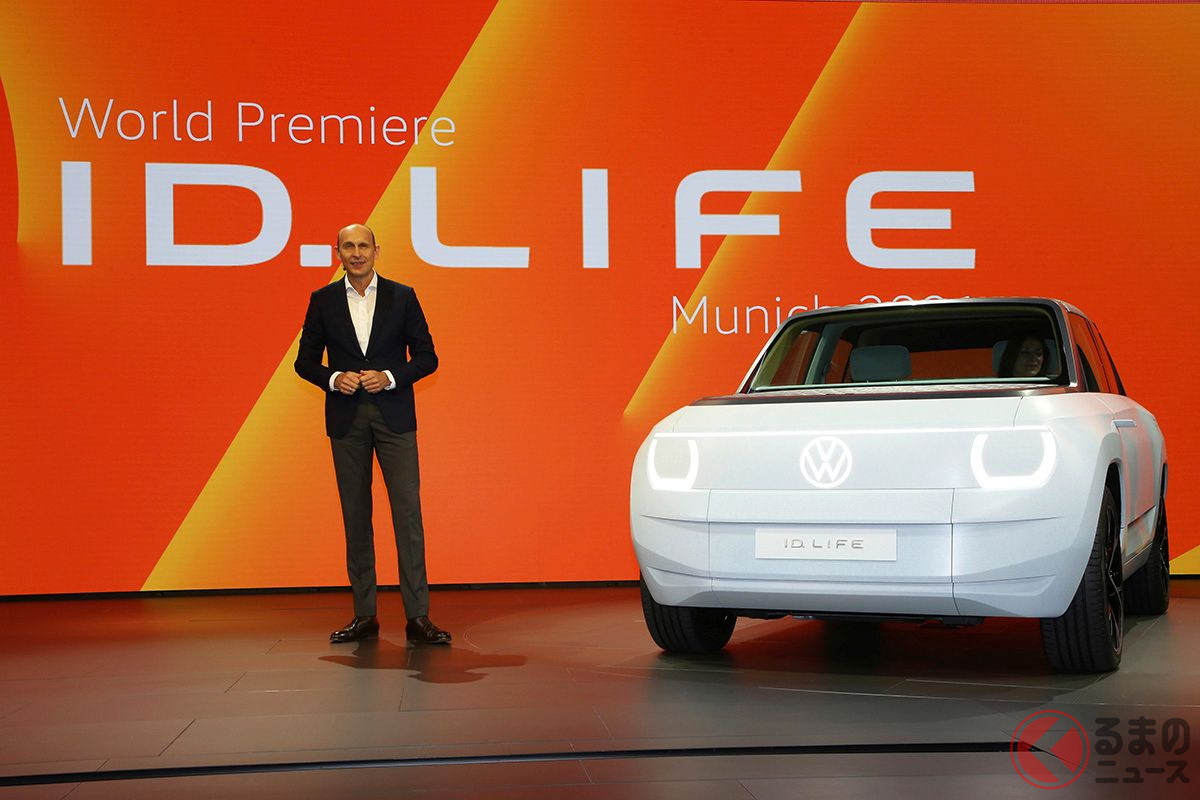 IAAモビリティ2021 VWブースでの「ID.LIFE」発表の様子