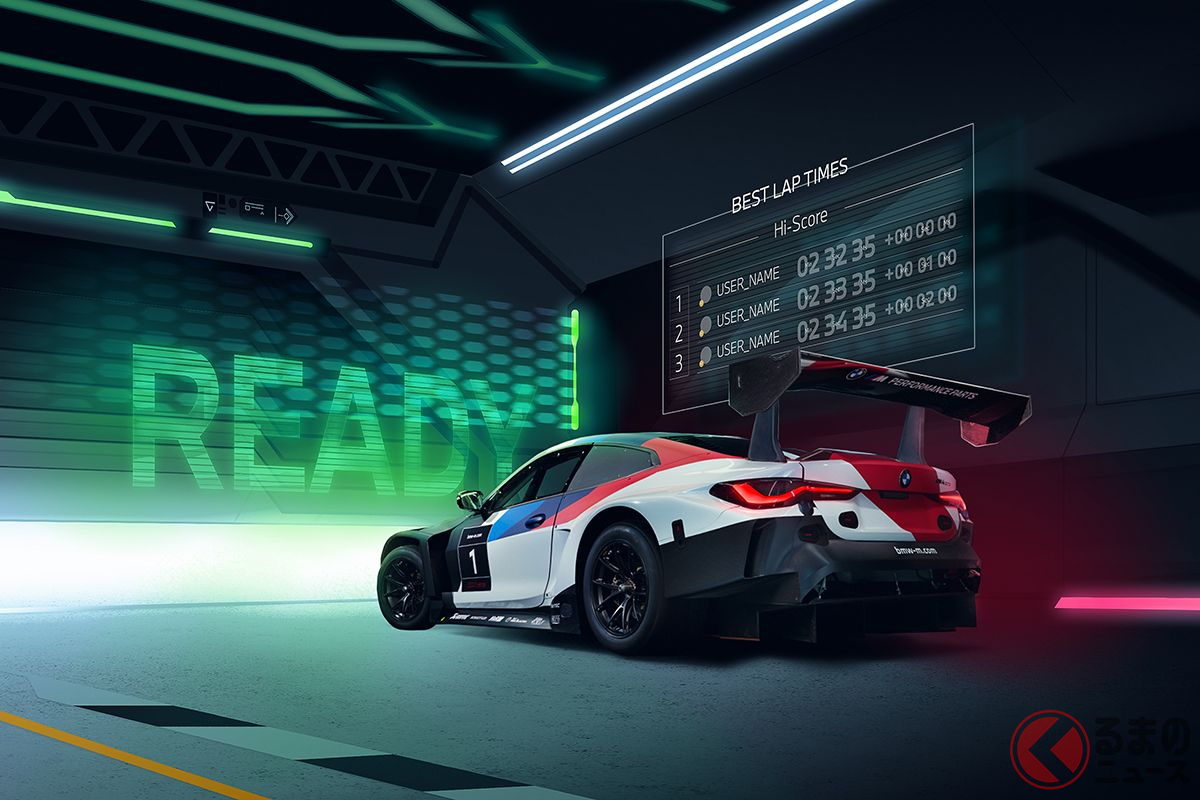 オンラインイベント、BMWアリーナの「レーシングエリア」。プロレーサーも唸る夢のコースを「M4 GT3」でタイムアタック、バトルできる