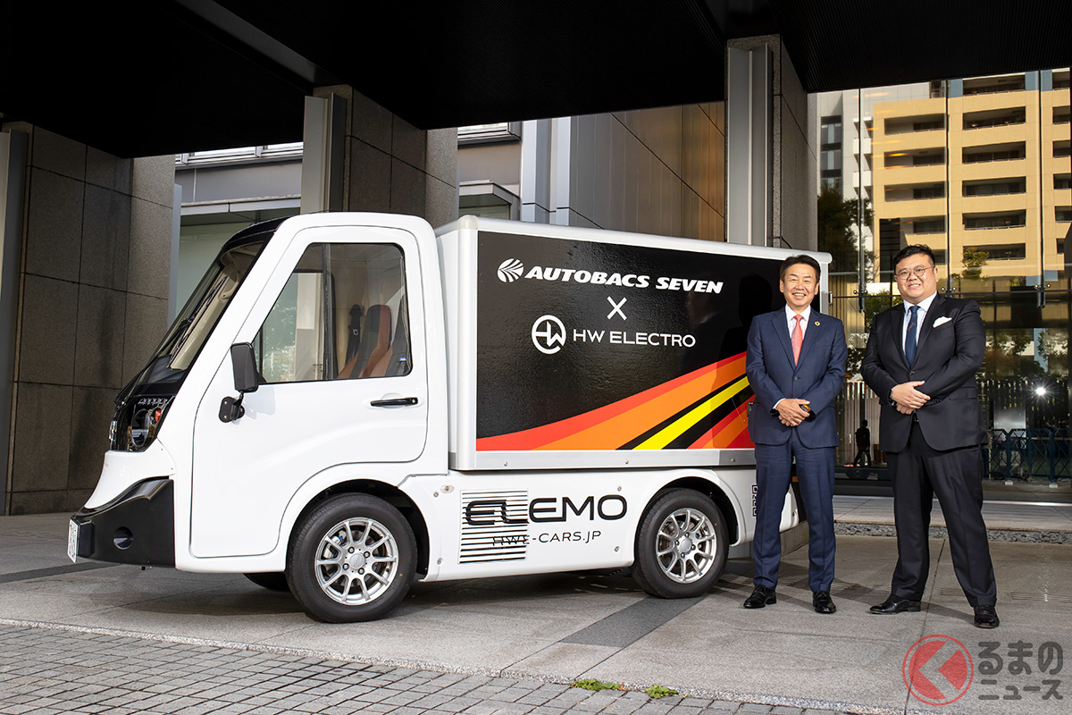 今後、商用EV「エレモ」を全国のオートバックスで展開してく協議が進められていくという