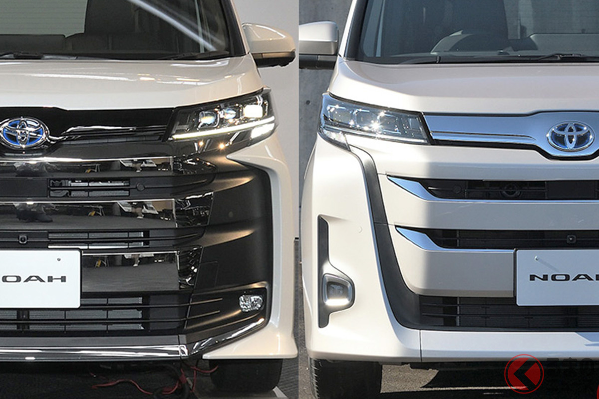 ギラっとしたエアロ仕様か、押し出し感のある標準仕様か、全面刷新となった新型「ノア」はどちらを選ぶ?