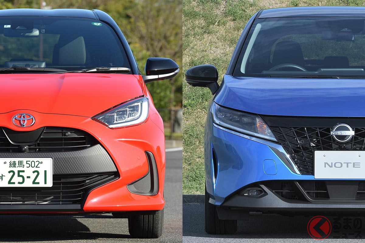左:トヨタ新型「ヤリス」/右:日産新型「ノート」