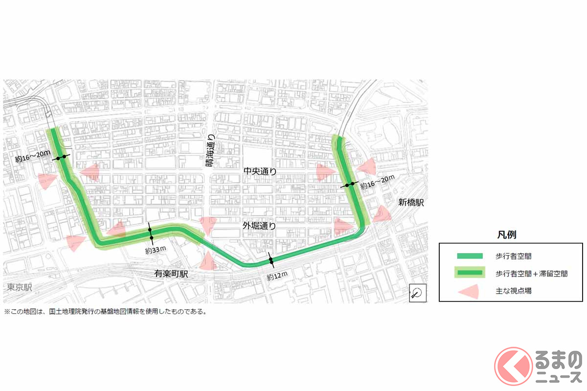 歩行者空間「Tokyo Sky Corridor」として整備される区間（画像：東京都）