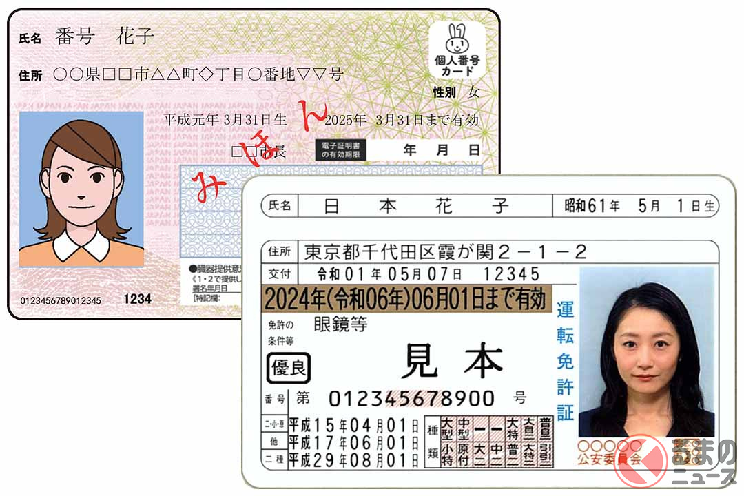 マイナンバーカードと運転免許証のイメージ