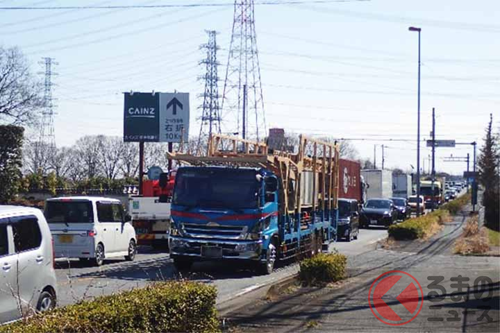 混雑する本庄市内の国道17号(現道)(画像:国土交通省関東地方整備局)