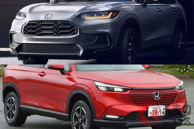 (上)ホンダ 新型HR-V(北米仕様・2代目)/(下)ホンダ 新型ヴェゼル(日本仕様・2代目)