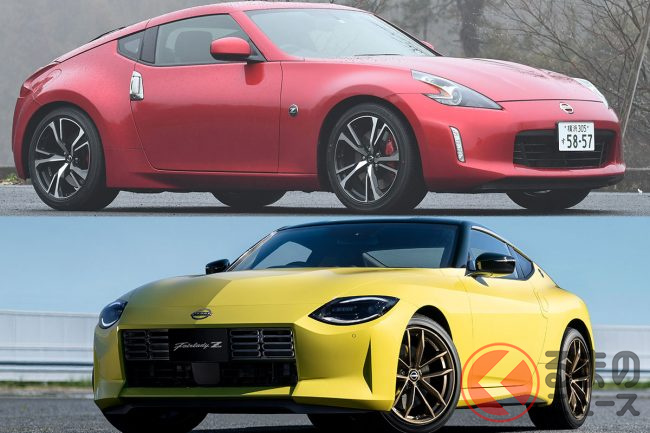 日産 Z34型フェアレディZ(下:2022年発売予定の新型モデル)