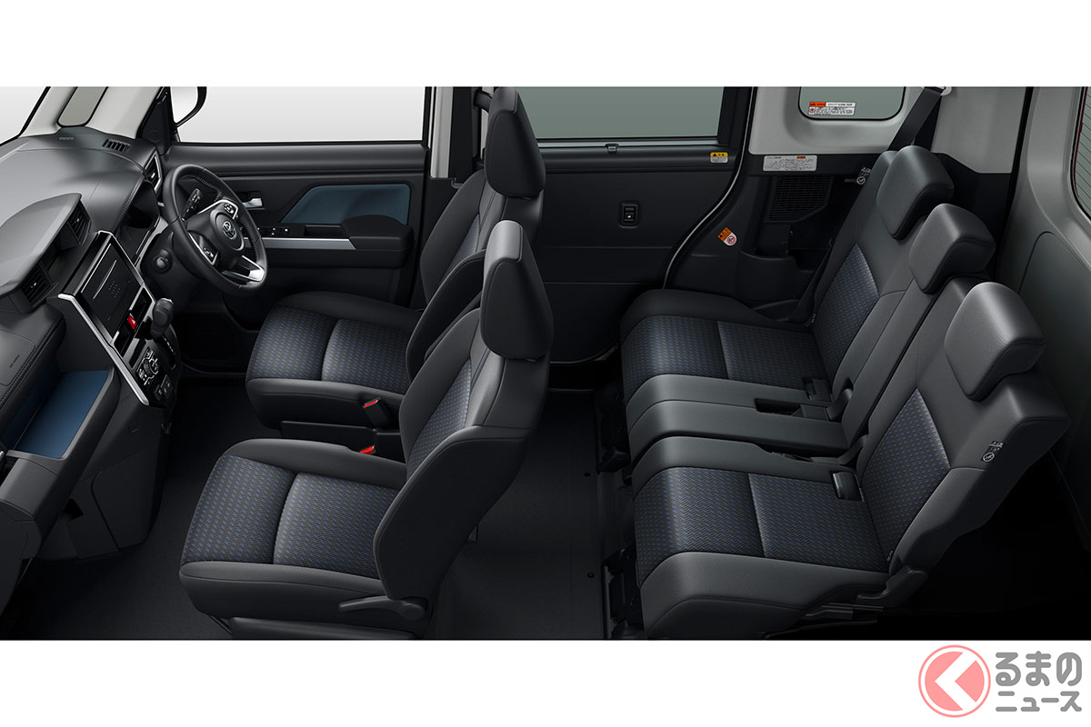 全長3.7mと非常に小型サイズながら、写真の通り圧倒的に広い室内空間を確保したトヨタ「ルーミー」のインテリア