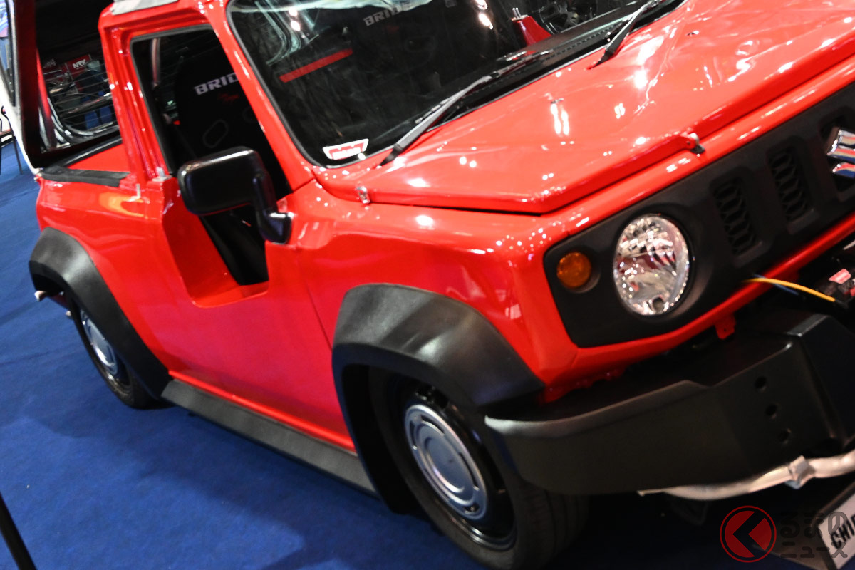 地面ギリギリ!? ラパンベースの「ジムニーピックアップ(ローダウン仕様)」(画像提供:NATS)