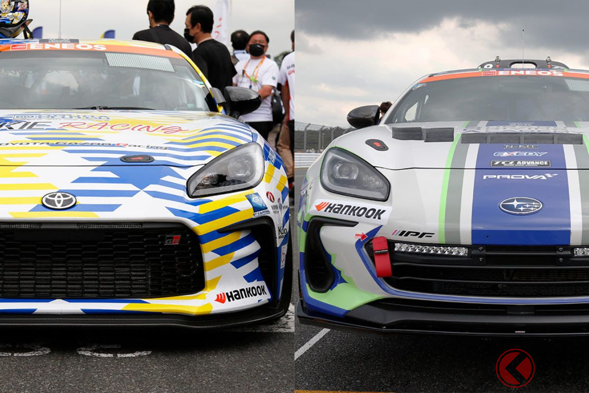 24時間を無事に走り切れるのか? 「28号車 ORC ROOKIE GR86 CNF Concept」(左)と「61号車 Team SDA Engineering BRZ CNF Concept」(右)