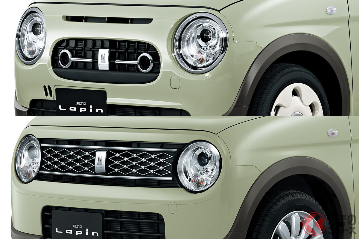 (上)盛りメイク炸裂!? スズキ 新型「ラパン LC」/(下)ベースとなった「ラパン」