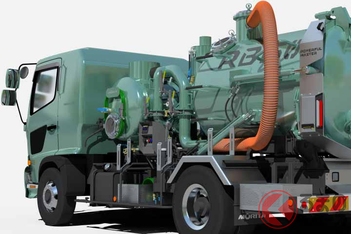 新型強力吸引車「パワフルマスター」(4トン車級、架装型式RB150PVDBG)