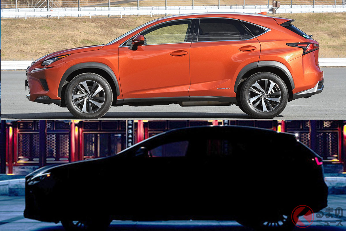 7年目のフルモデルチェンジ! 新型NXに期待大! 新旧サイドビューの違いはどこ?(上:現行NX、下:新型NX)