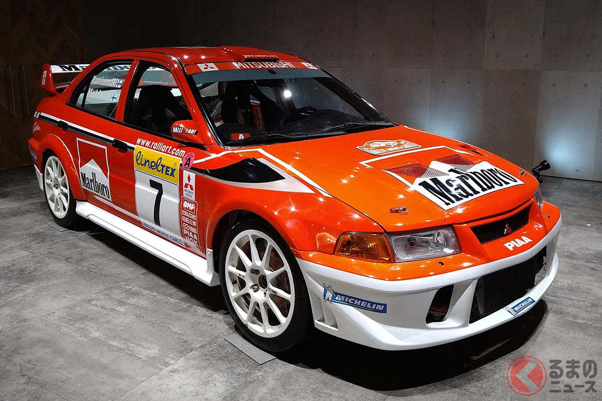 展示されるランサーエボリューション グループA仕様2001年WRC参戦車