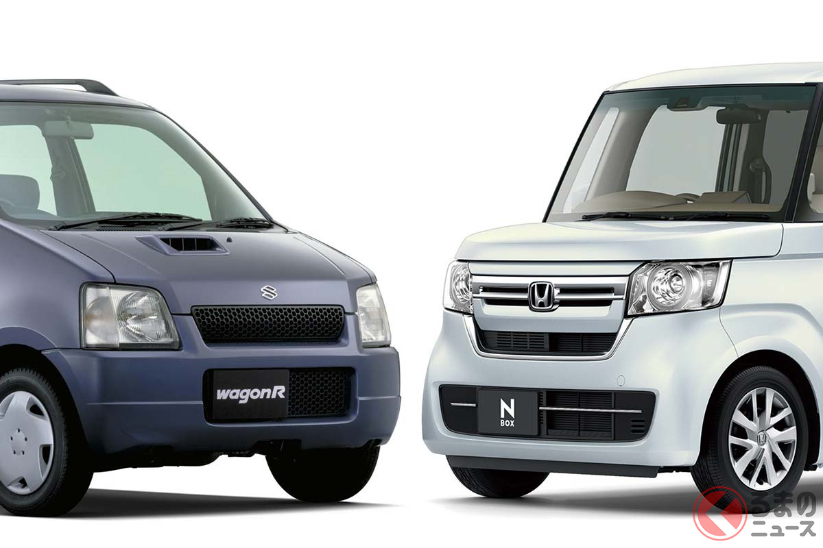 左:2001年にナンバー1だったスズキ「ワゴンR」/右:2021年上期にナンバー1のホンダ「N-BOX」
