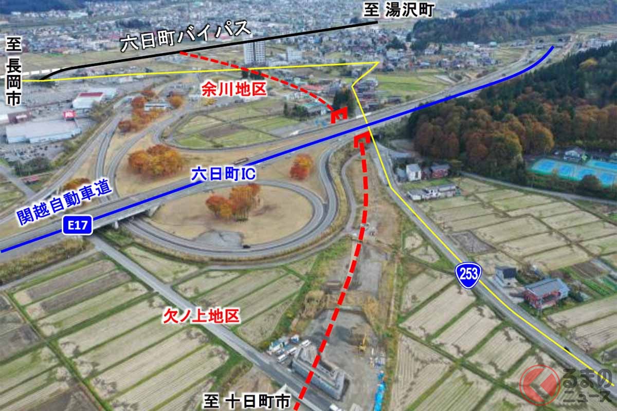 国道253号「八箇峠道路」の南魚沼市余川地区付近(画像:国土交通省北陸地方整備局)