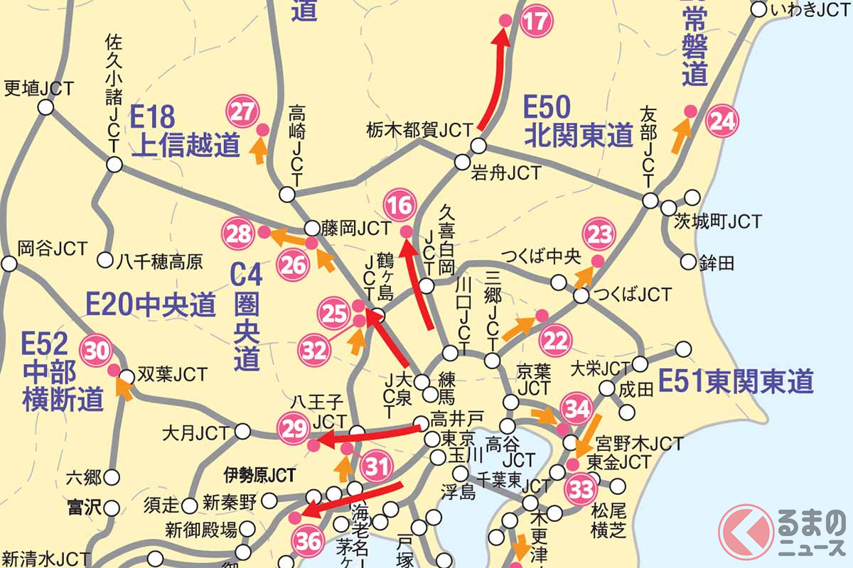 2022年お盆期間の渋滞予測が発表された(画像:NEXCO中日本)