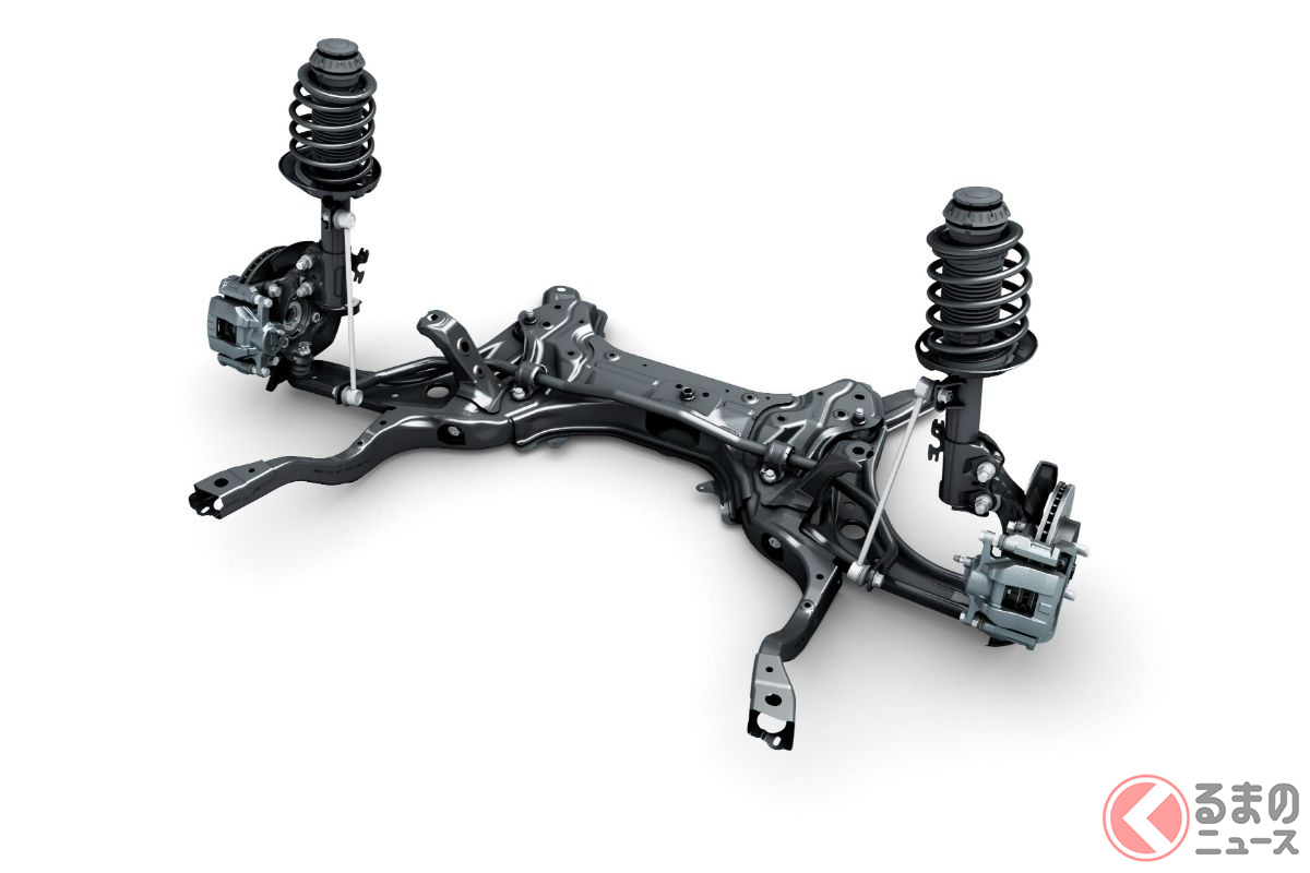 新型「アクア」のフロントサスペンション ※2WD/E-Four両方に採用