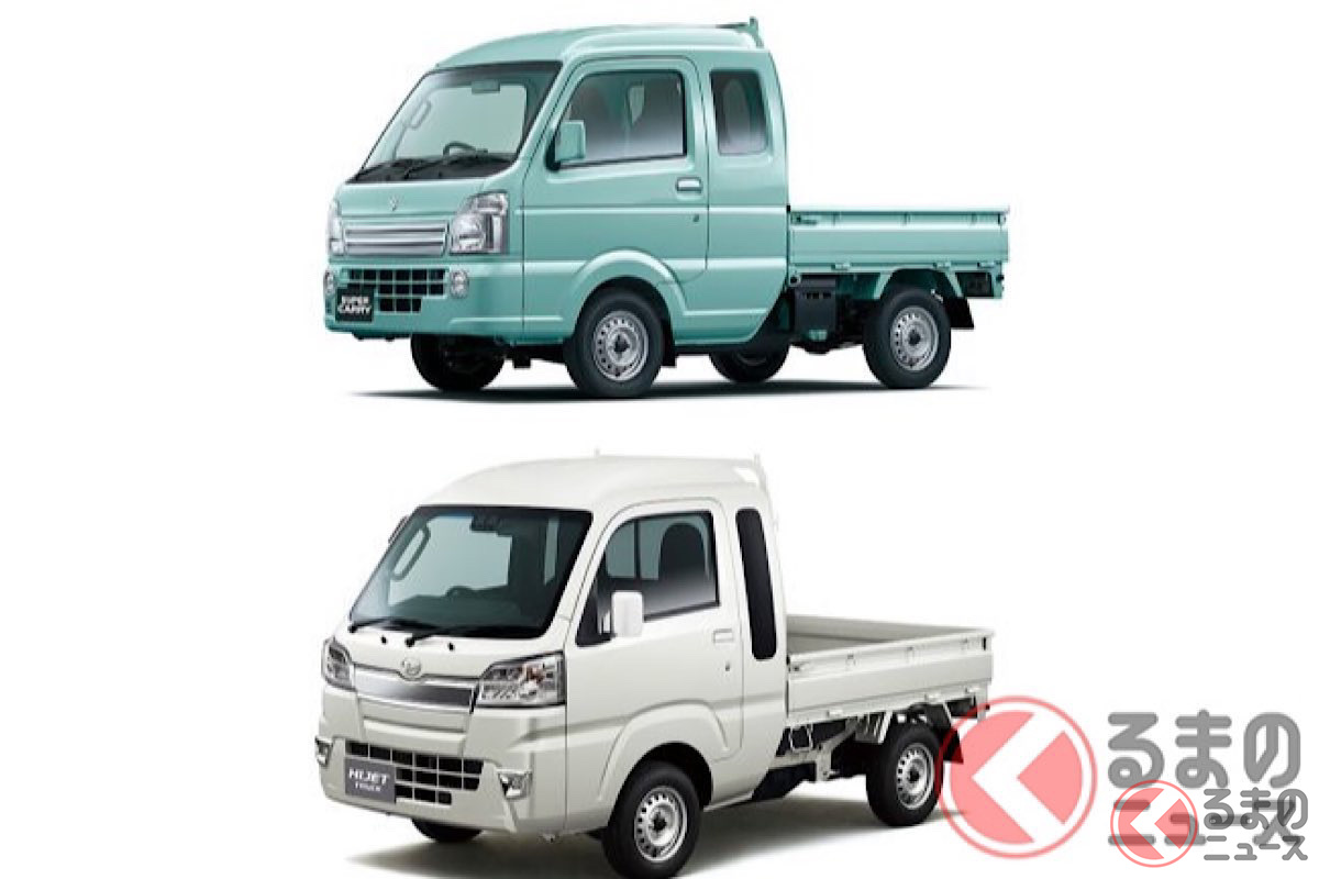 スズキ「スーパーキャリイ(上)」とダイハツ「ハイゼットジャンボ(下)」