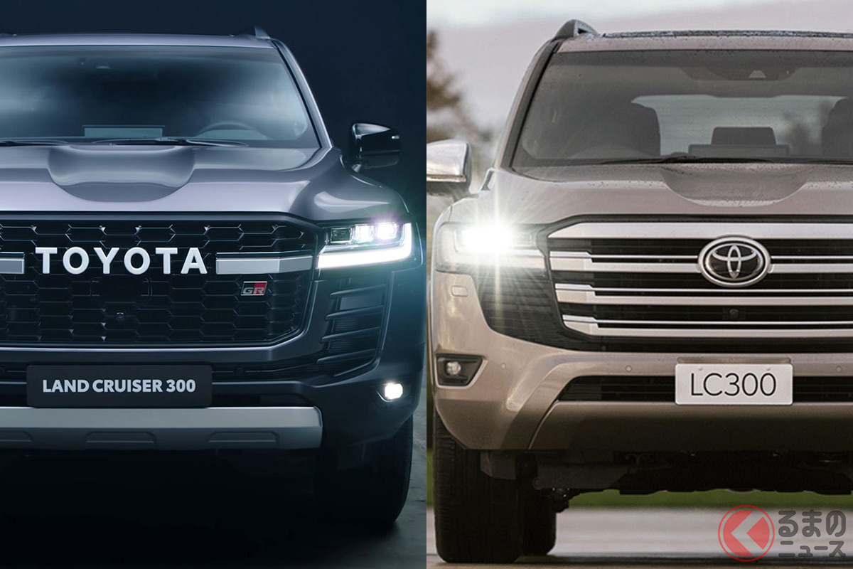 まもなく正式発表!? ふたつのデザインを持つトヨタ新型「ランドクルーザー」(左:GRスポーツ、右:標準)