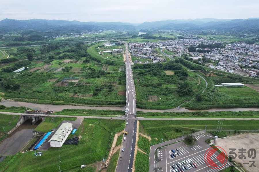 国道349号梁川バイパスの整備状況（画像：福島県）
