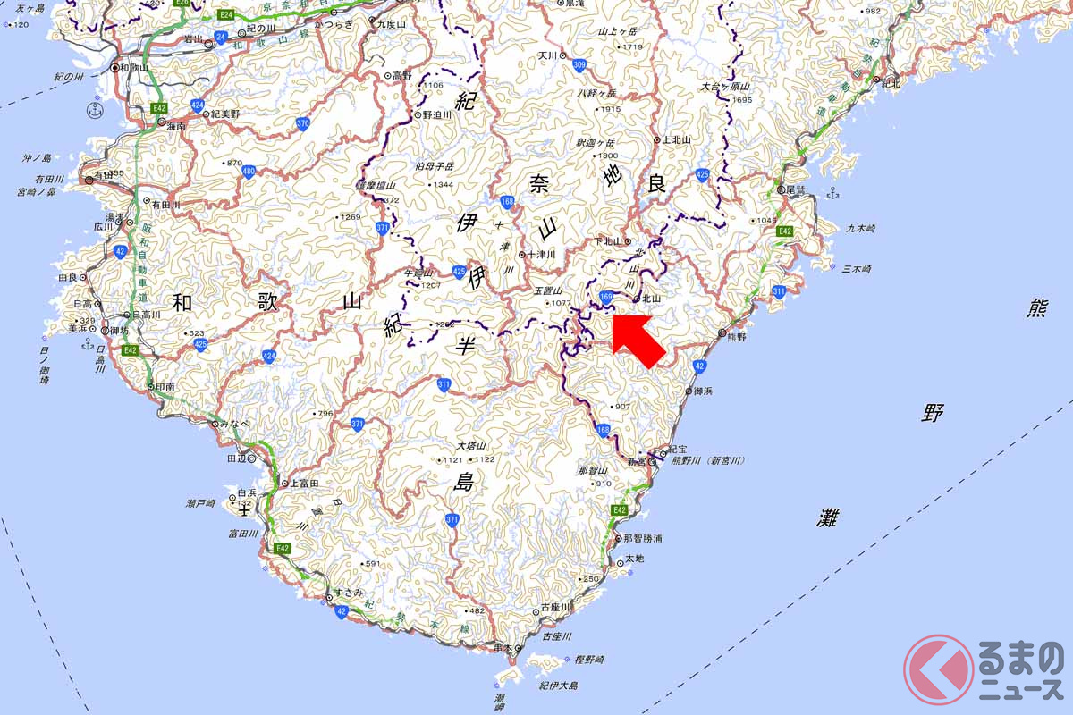 上滝トンネルの位置(国土地理院「地理院地図」に編集部が一部加工)