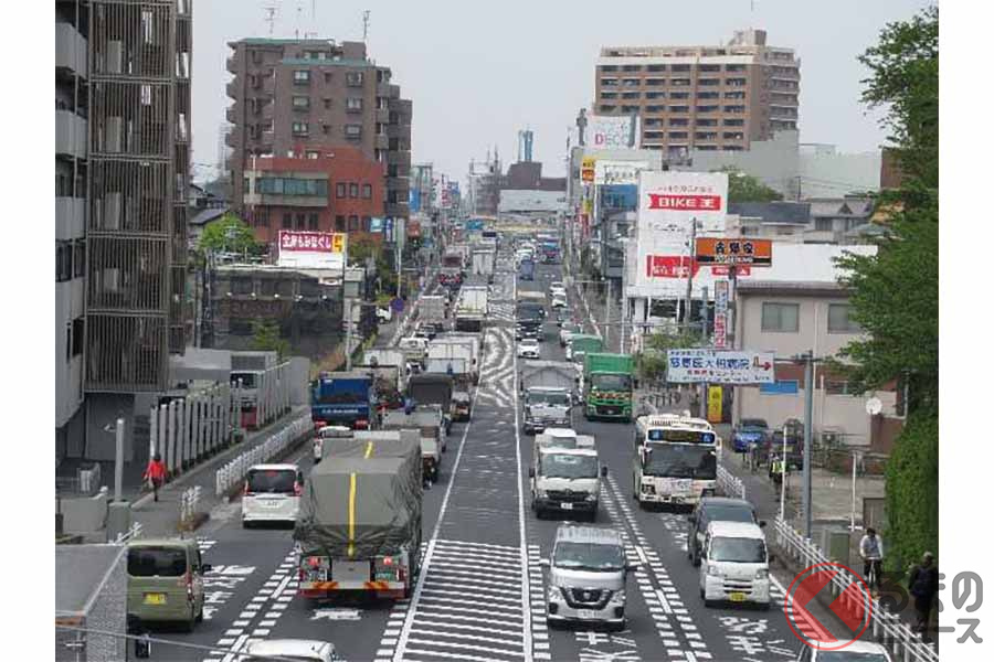 混雑する柏市内の国道16号。2022年4月21日撮影(画像:国土交通省関東地方整備局)