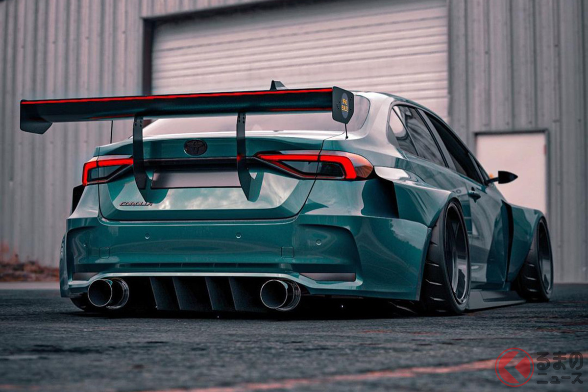 トヨタ爆速セダン カローラ 登場 ド迫力ウイング シャコタン装着 過激カスタムイメージがスゴい くるまのニュース トヨタ爆速セダン カローラ 登場 ド迫力ウイング シャコタン装着 過激カスタムイメージがスゴい くるまのニュース