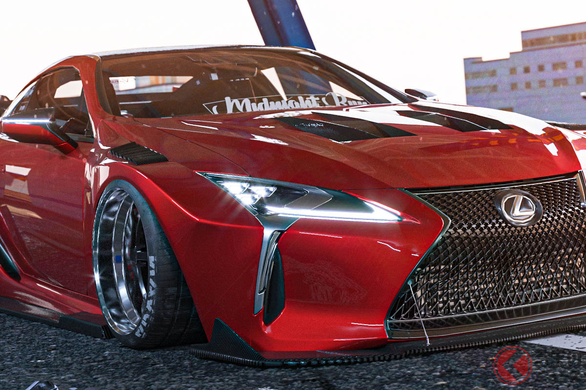 レクサス最上級クーペを車高短&ワイドボディ化! 「Rose Coloured Vibes」のレンダリング(photo:Dorifuto Visuals)