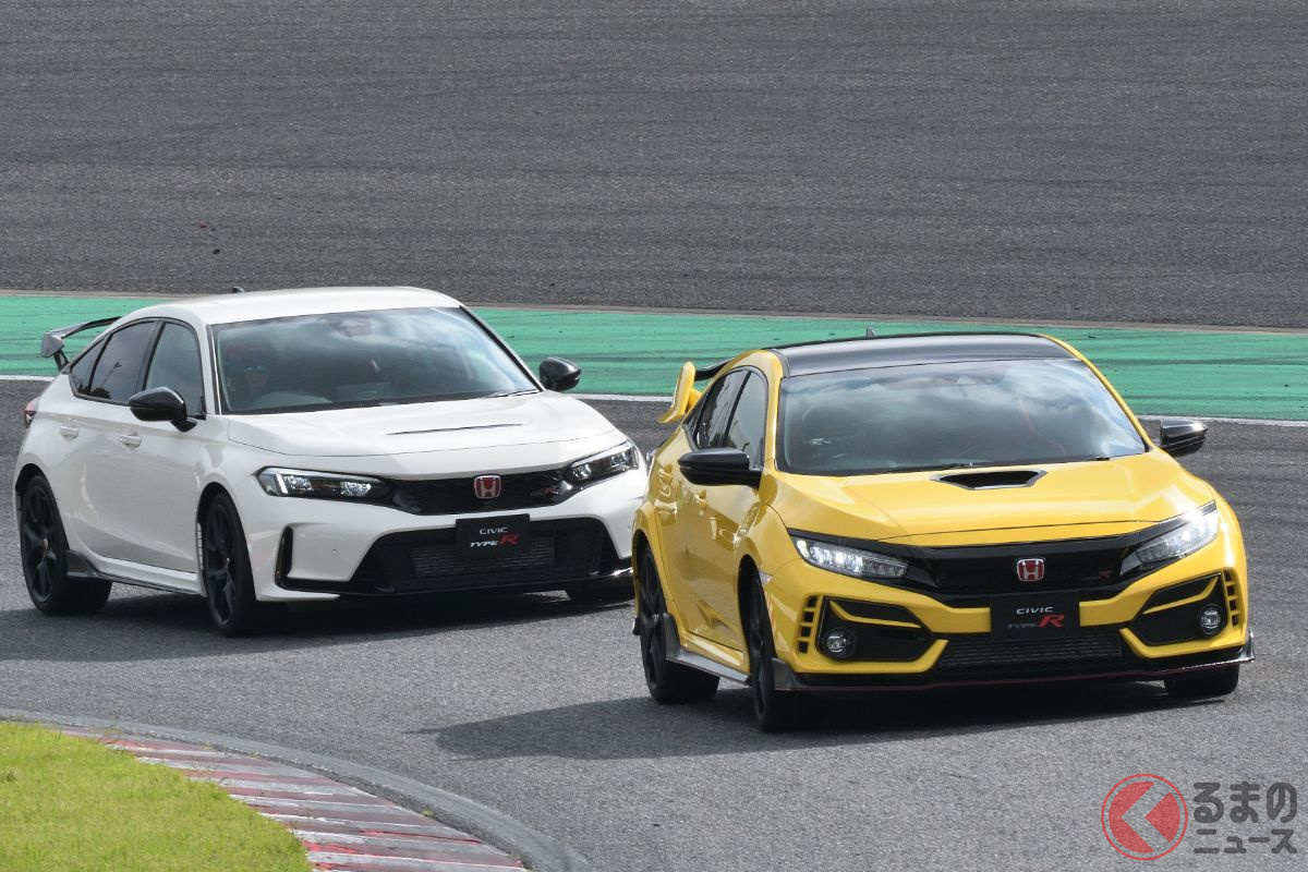 先代シビックタイプR リミテッドエディションに先導される新型シビックタイプRが鈴鹿サーキットを激走! 実はスペック以上に進化していた?