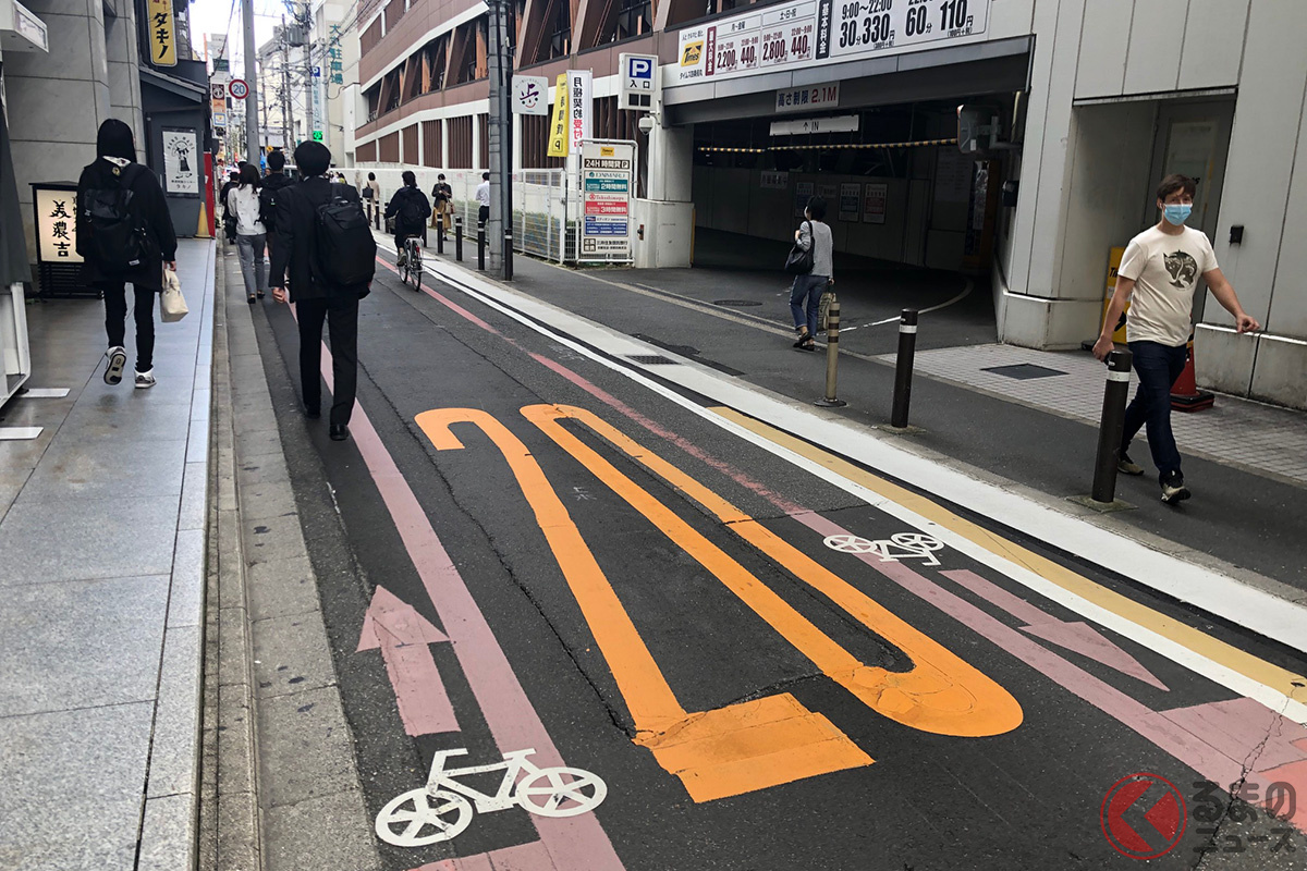 京都で実施される最高時速20キロ制限エリア（事実上の「ゾーン20」）の様子[撮影：桃田健史]