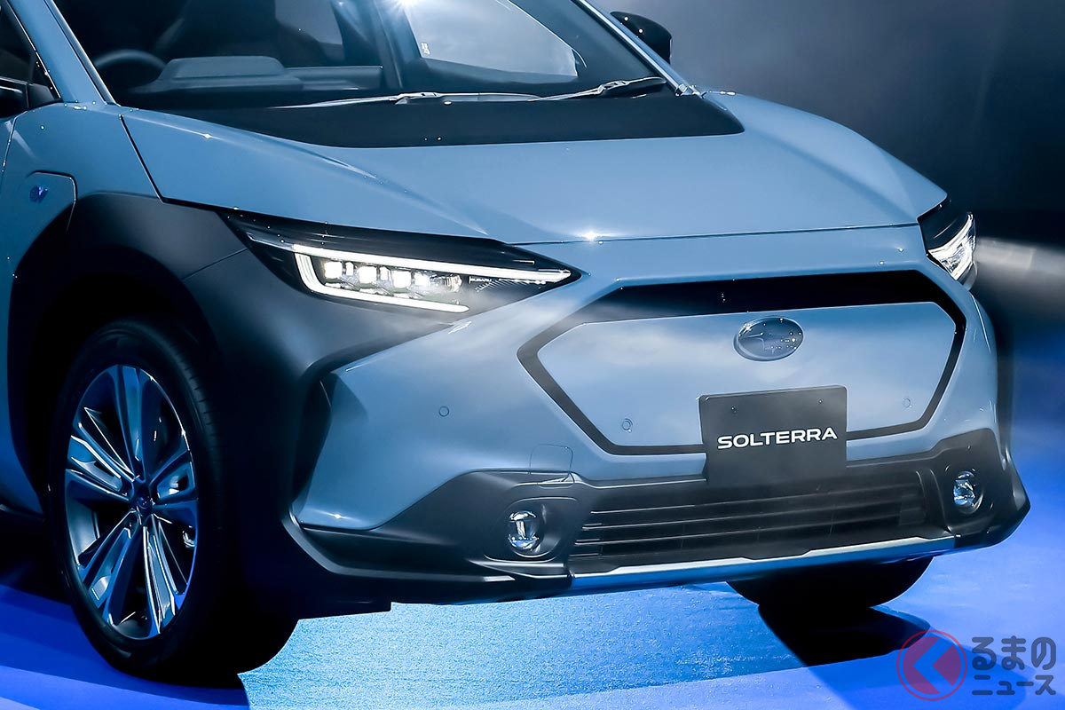 スバル初のグローバルEV 新型「ソルテラ」が本社ショールームにて展示開始