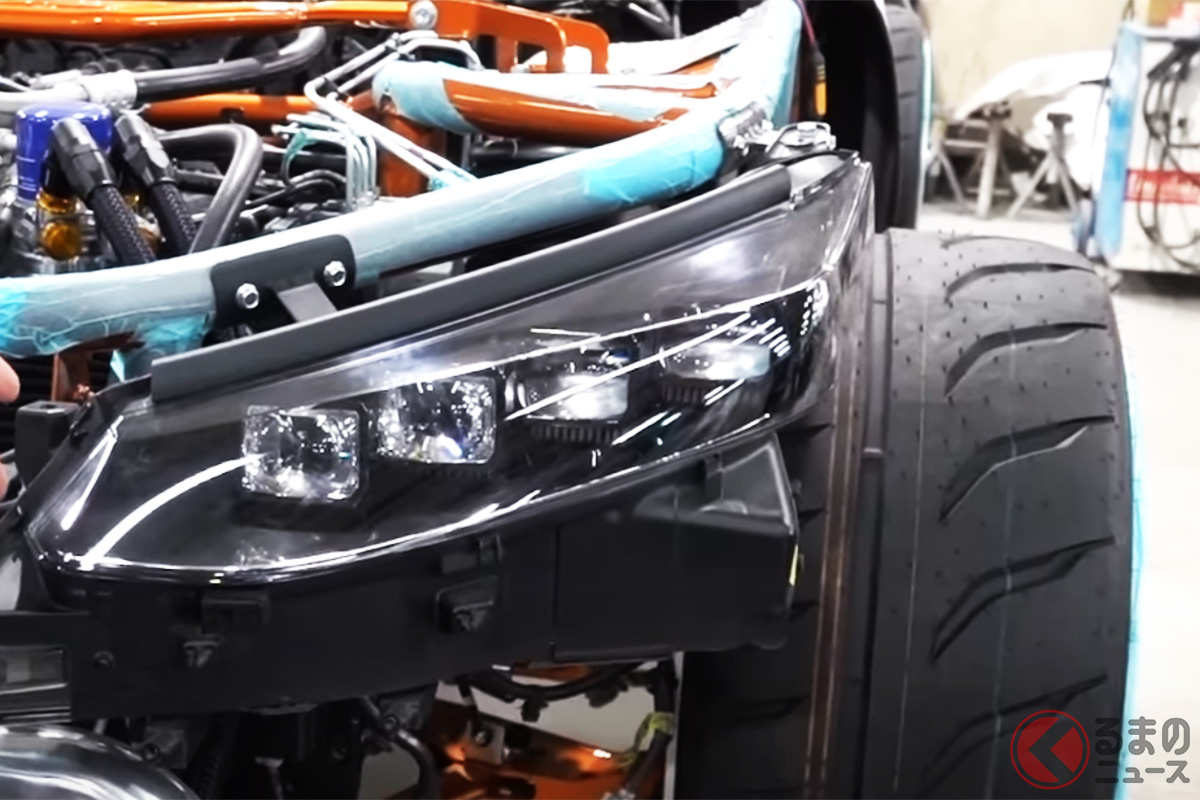 トヨタ「初代ミライ」のヘッドライトを採用した「TOYOTA86 GT STANCE」(画像:NATSチャンネルbyROADSHOW)