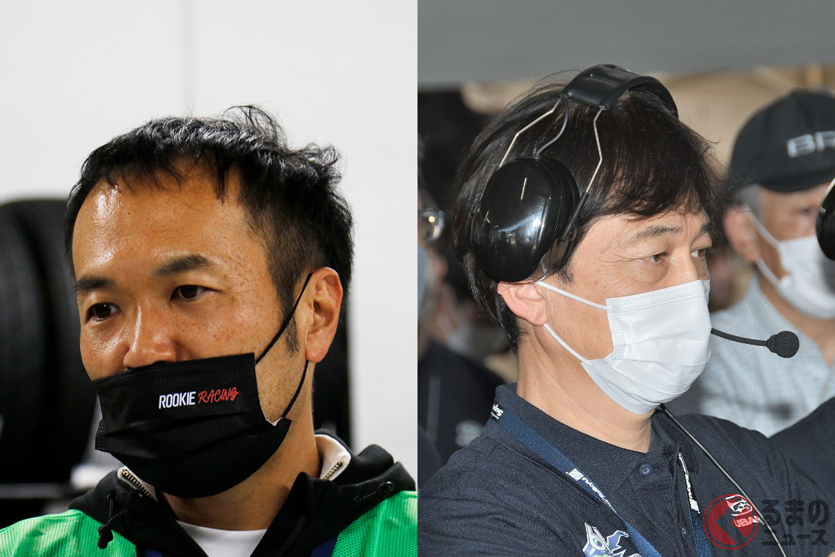 「28号車 ORC ROOKIE GR86 CNF Concept」を担当した藤原裕也氏(左)と「61号車 Team SDA Engineering BRZ CNF Concept」のチーム監督となる本井雅人氏(右)