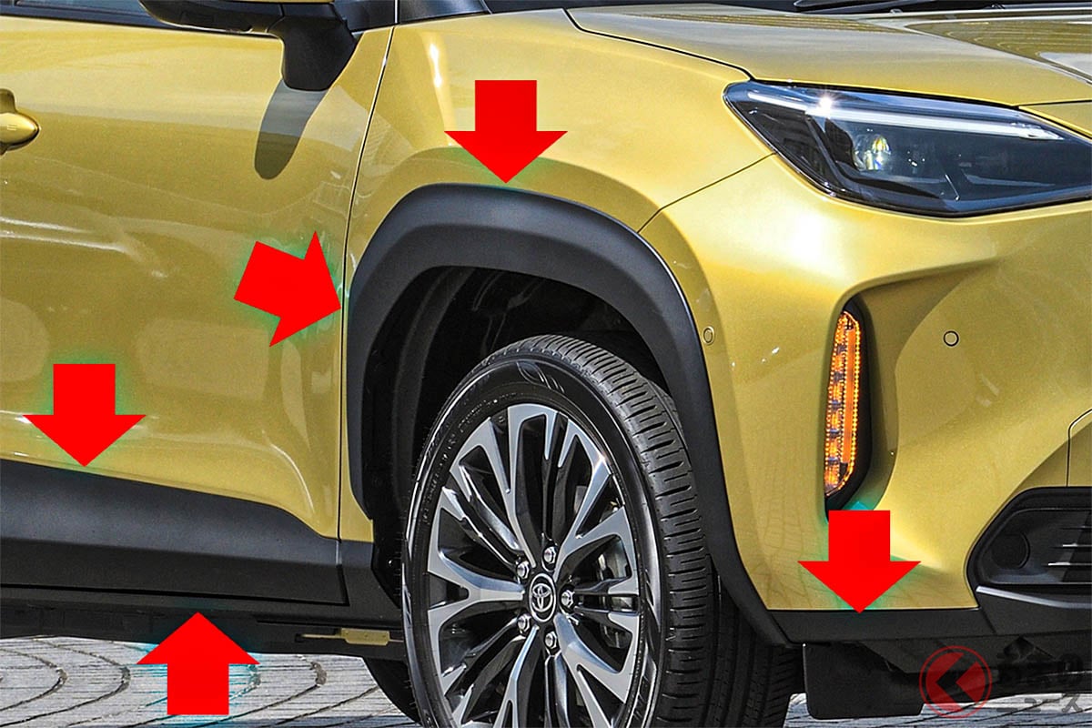 SUVなどに多数採用される樹脂パーツ