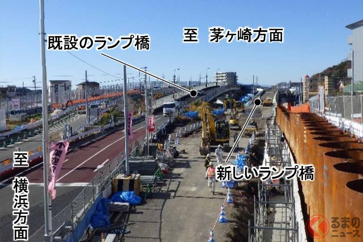 車道切り替え対象区間の現況(画像:国土交通省関東地方整備局)