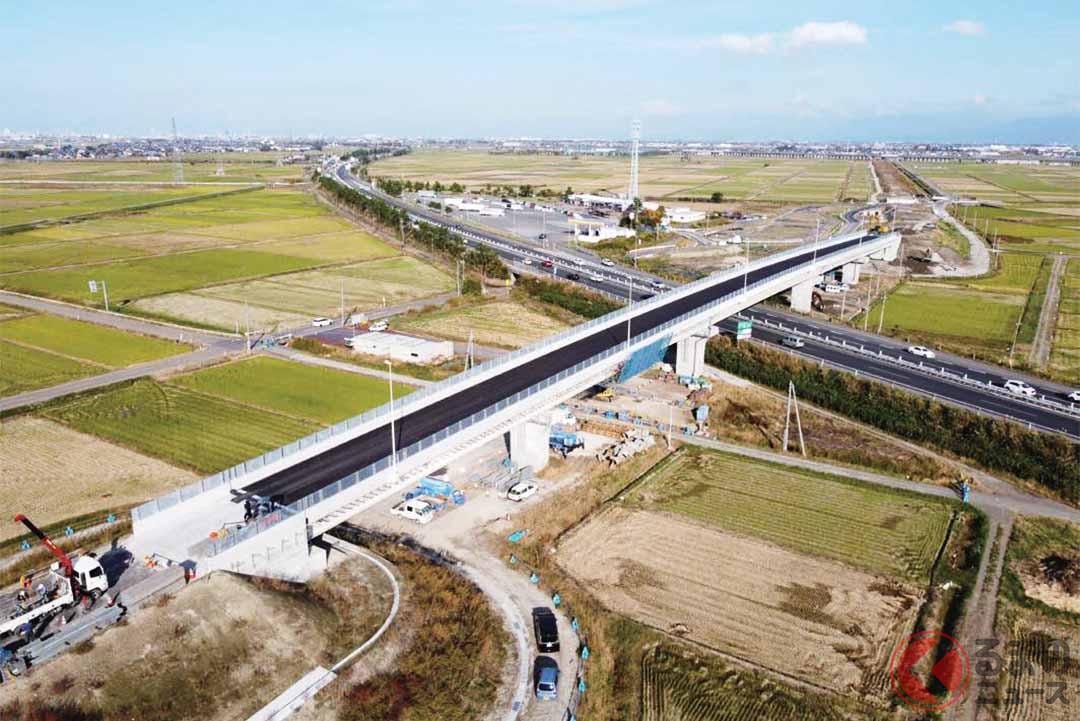 北陸道をまたぐ新潟中央環状道路のくろさき茶豆大橋(画像:新潟市)