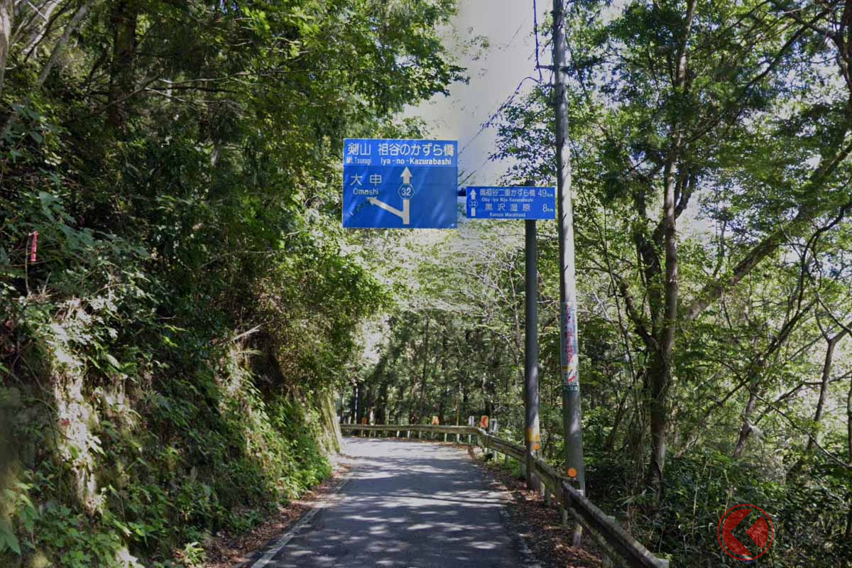 徳島県道32号山城東祖谷山線の現道((C) Google)