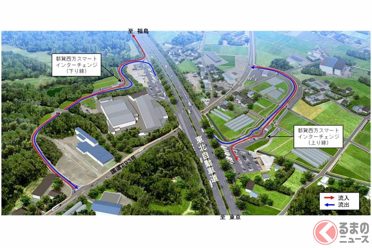 都賀西方スマートICの完成予想図(画像:NEXCO東日本)