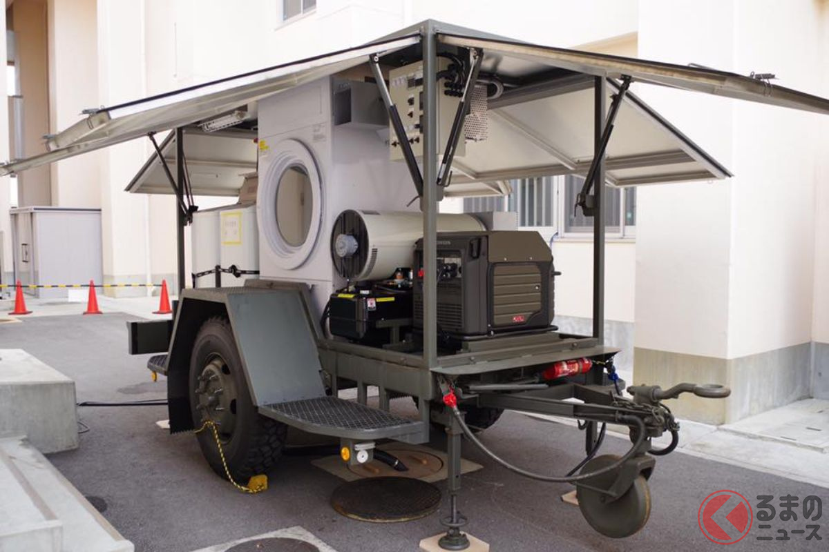 野外洗濯セット。コンパクトではあるが排水の問題があり、設置できる場所が限られるのが運用で難しい点という。(画像:陸上自衛隊第15旅団Facebookより)