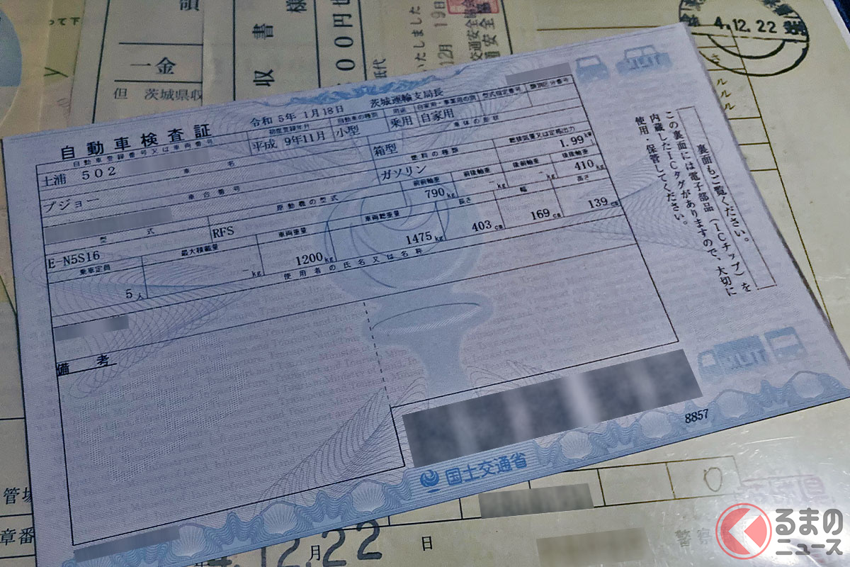 2023年1月より車検証は電子化されて小さくなった