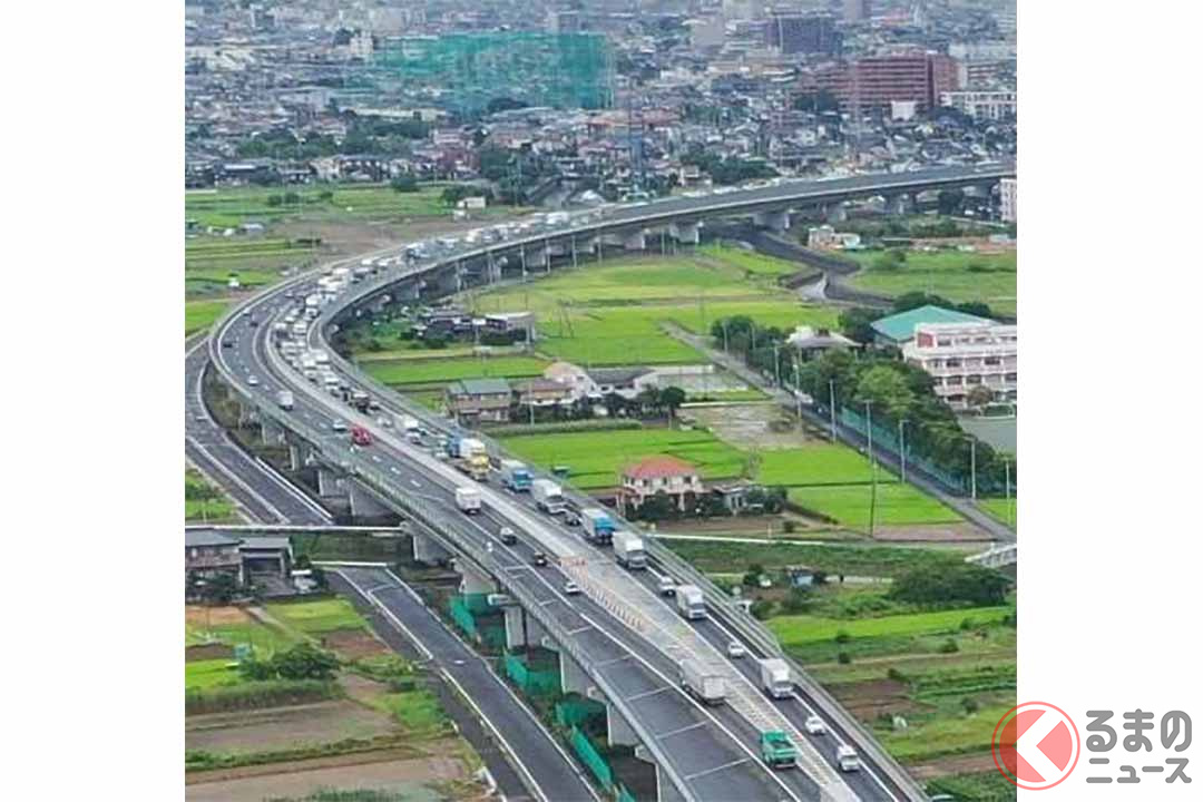 圏央道内回りの久喜白岡JCT~幸手IC間の渋滞状況(画像:NEXCO東日本)