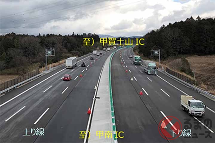 新名神6車線化の工事の様子。2023年2月撮影(画像:NEXCO西日本)