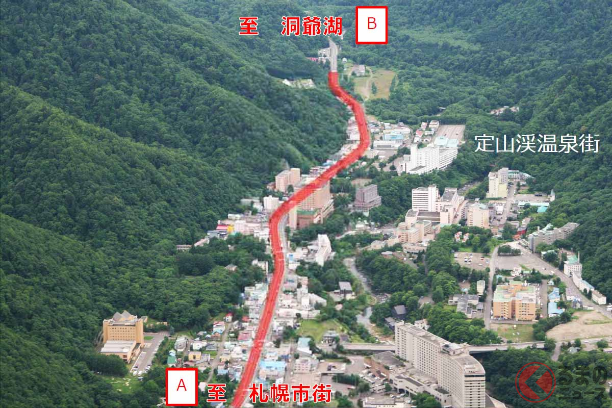国道230号定山渓拡幅の位置(画像:国土交通省北海道開発局札幌開発建設部)