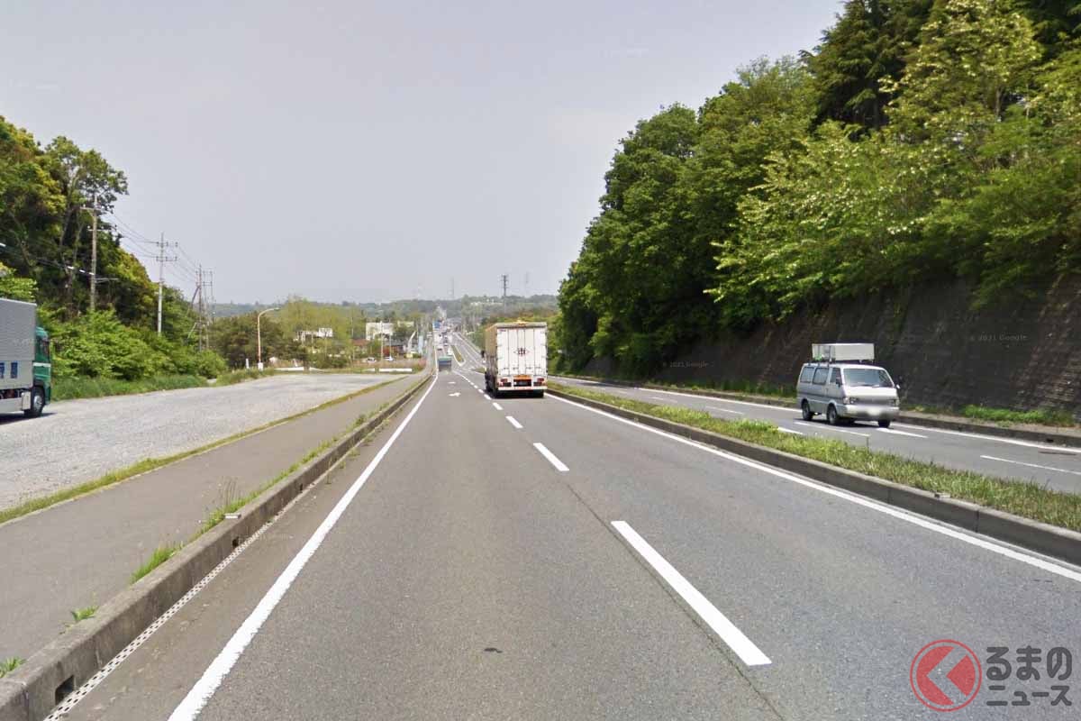 4車線化した国道245号勝田拡幅の完成区間((C) Google)