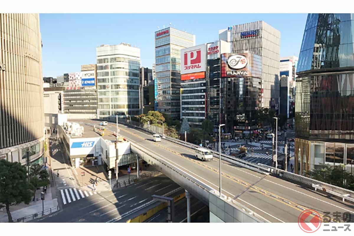 数寄屋橋交差点付近の東京高速道路（画像：東京都）