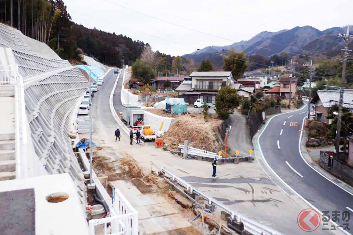 神奈川県道64号伊勢原津久井線古在家バイパスI期区間の様子。2023年2月撮影(画像:神奈川県)