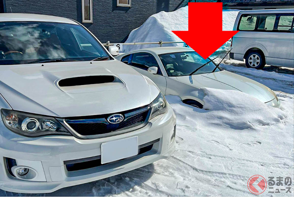 地面にめり込んでる!? 笑撃の状況なぜ起きた?(Photo:けすけさん(@flex1ngvf))