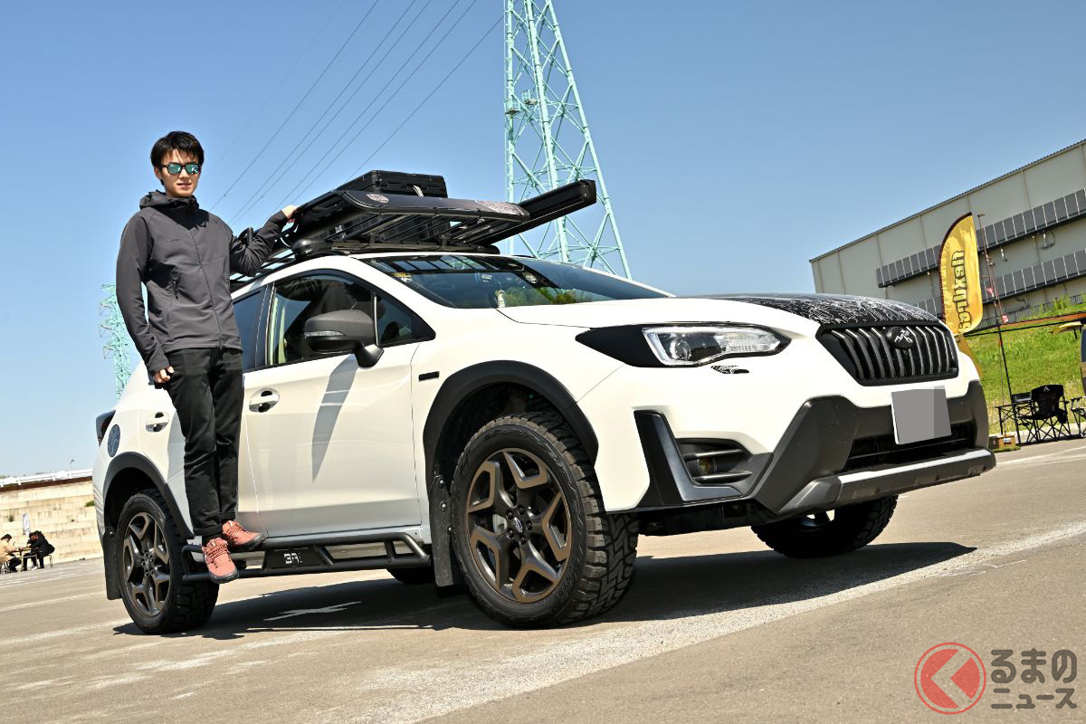 車高を上げたスバル「XV」にオープンカントリーを装着しているKayJayさん