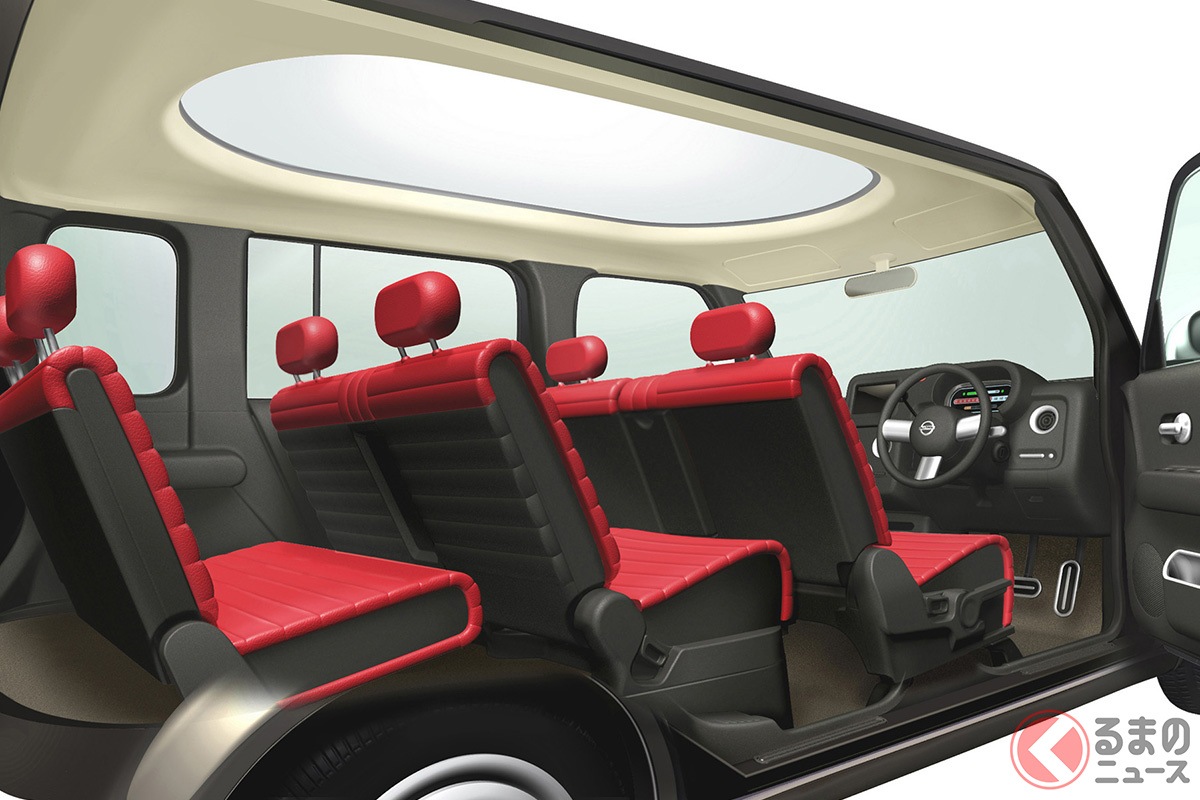 鮮烈レッド内装が「オシャ!」 日産のコンパクトミニバン「キューブキュービック」(写真はコンセプトモデル「キューブキュービック+コンラン&パートナーズ」)