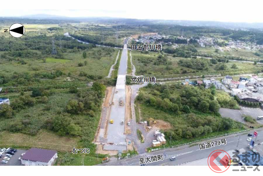国道279号「むつ南バイパス」の整備状況(画像:国土交通省東北地方整備局)